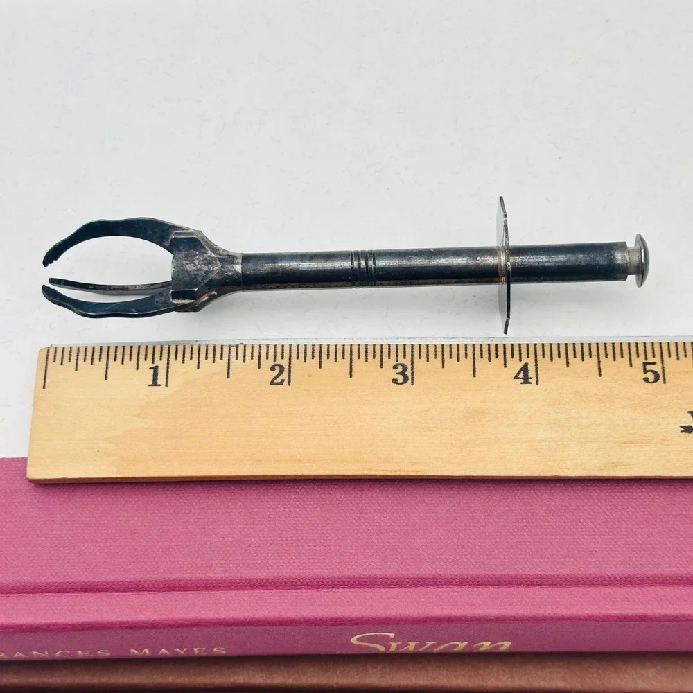 Vintage Silver Plate Mechanical Ice / Olive / Sugar Tongs 3 Prong Swedish Style